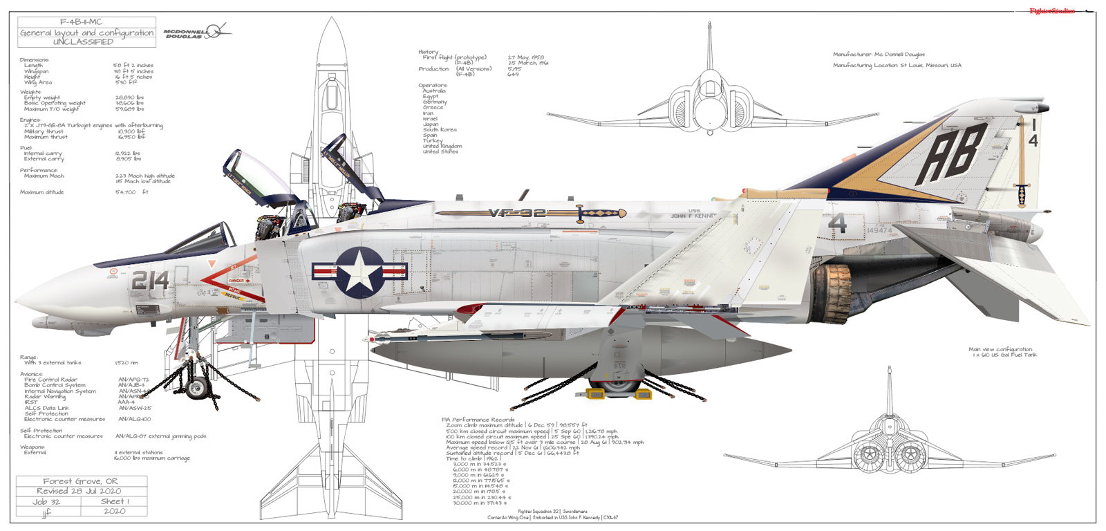 US Navy F-4B 149474 Phantom II Profile