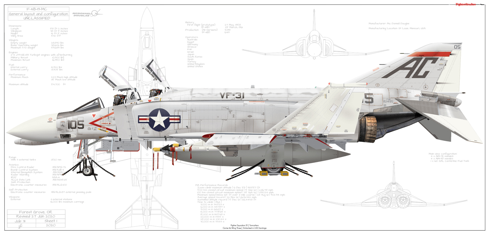 US Navy F-4B 151495 Phantom II Profile
