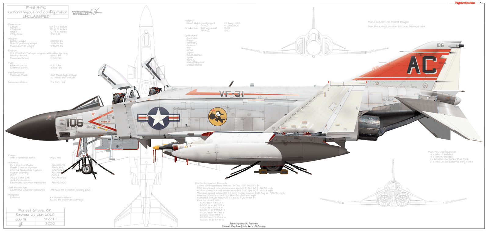 US Navy F-4J 157307 Phantom II Profile